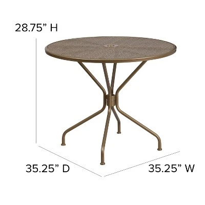 Flash Furniture Oia Commercial Grade 35.25" Round Indoor-Outdoor Steel Patio Table With Umbrella Hole 5 Flash Furniture Oia Commercial Grade 35.25" Round Indoor-Outdoor Steel Patio Table With Umbrella Hole - Image 3