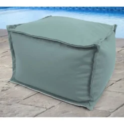 20" X 20" X 15" Outdoor Bean Filled Pouf/Ottoman In Sunbrella Cast Mist - Jordan Manufacturing