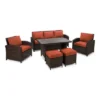 6pc Wicker Outdoor Conversation Set With Cushions & Ottomans - Orange - EDYO LIVING -Outdoor Furniture Store GUEST 093cb717 1eb4 4961 81d4 1ac51e8a8be1