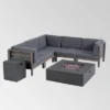 Oana 7pc Acacia V-Shaped Sectional Sofa With Fire Pit Set - Gray/Dark Gray - Christopher Knight Home 2 Oana 7pc Acacia V-Shaped Sectional Sofa With Fire Pit Set - Gray/Dark Gray - Christopher Knight Home -Outdoor Furniture Store GUEST 1fa79066 3bae 4cff b6e5 07e12b1e1aee