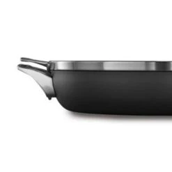 Calphalon Premier Space Saving 12" Everyday Pan With Lid, Hard-Anodized Nonstick Cookware W/ MineralShield Technology, Dishwasher & Oven Safe
