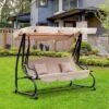 Outsunny 3 Seat Outdoor Free Standing Swing Bench Porch Swing With Stand, Comfortable Cushioned Fabric & Included Canopy -Outdoor Furniture Store GUEST 21b30bb2 6fe1 4480 b343 bcca718e9aa5
