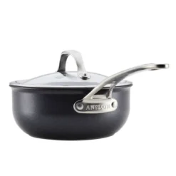 Anolon X Hybrid 2.5qt Nonstick Induction Saucier Pan With Lid Super Dark Gray