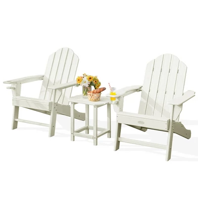 Costway 3PCS Patio Adirondack Chair & Side Table Set Weather Resistant W/ Cup Holder 7 Costway 3PCS Patio Adirondack Chair & Side Table Set Weather Resistant W/ Cup Holder - Image 5