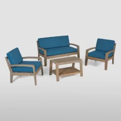 4pc Grenada Acacia Patio Chat Set Gray - Christopher Knight Home