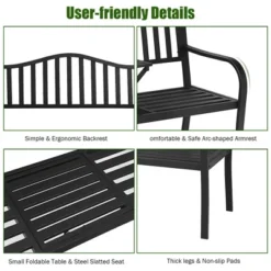 Costway Patio Garden Bench Steel Frame Adjustable Center Table Outdoor Porch Loveseats -Outdoor Furniture Store GUEST 3694dd02 3f1b 4f31 8b14 a281dd6e3b90