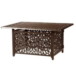 48" X 36" Rectangular Aluminum 55000 BTUs Propane Fire Pit Table With Two Covers - Brown - Oakland Living