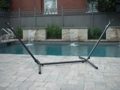The Hamptons Collection 110” Black Squared Steel Hammock Stand With Hardware