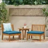 Yadira 3pc Acacia Wood Chat Set - Teak/Dark Teal - Christopher Knight Home