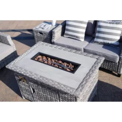5pc Patio Wicker Conversation Set With Fire Pit Light Gray - Direct Wicker -Outdoor Furniture Store GUEST 48699218 ed8b 4538 8998 2f7ed536bc44