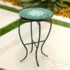 Teal Island Designs Modern Black Round Outdoor Accent Side Table 14" Wide Green Mosaic Front Porch Patio House Balcony Deck Shed -Outdoor Furniture Store GUEST 5832b1e0 9d94 40e4 be34 77aaabe87101