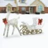 National Tree Company Prelit 48" White & Gold Sisal Reindeer And 24" Sleigh Outdoor Christmas Holiday Yard Decoration With 140 Cool White LED Lights -Outdoor Furniture Store GUEST 58dc5799 34bd 4a0c 9a43 a736c308e8be