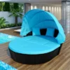6pc Wicker Round Outdoor Sectional Set With Cushions - Black/Blue - GODEER -Outdoor Furniture Store GUEST 5b2b4008 6cd9 44c6 9ac0 31c66af1ec37