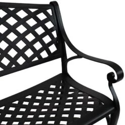 Sunnydaze Decor Sunnydaze 2-Person Checkered Design Cast Aluminum Outdoor Patio Bench, Black 16 Sunnydaze Decor Sunnydaze 2-Person Checkered Design Cast Aluminum Outdoor Patio Bench, Black -Outdoor Furniture Store GUEST 62bc2284 3950 431b a895 206ec5b5c92e