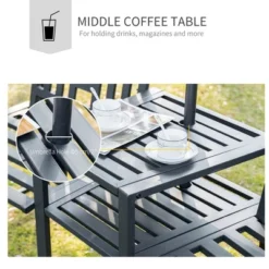 Outsunny Metal Garden Bench With Middle Table And Umbrella Hole, 2-in-1 Double Patio Chairs, Outdoor 2-person Tete-a-Tete, Slatted, Black -Outdoor Furniture Store GUEST 65162483 9493 4784 bf5e 73f24e199748