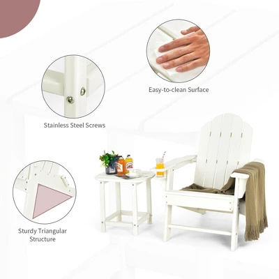 Costway 3PCS Patio Adirondack Chair & Side Table Set Weather Resistant W/ Cup Holder 6 Costway 3PCS Patio Adirondack Chair & Side Table Set Weather Resistant W/ Cup Holder - Image 4