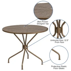 Flash Furniture Oia Commercial Grade 35.25" Round Indoor-Outdoor Steel Patio Table With Umbrella Hole 15 Flash Furniture Oia Commercial Grade 35.25" Round Indoor-Outdoor Steel Patio Table With Umbrella Hole -Outdoor Furniture Store GUEST 69897c92 fd2d 4c95 ac1a 35af5aff1a91