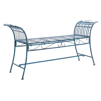 Hadley Bench - Antique Blue - Safavieh 3 Hadley Bench - Antique Blue - Safavieh
