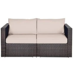 Costway 2PCS Patio Rattan Corner Sofa Sectional Furniture