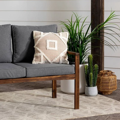 Saybrook Modern Metal And Wood Patio Loveseat - Gray/Dark Brown - Saracina Home 6 Saybrook Modern Metal And Wood Patio Loveseat - Gray/Dark Brown - Saracina Home - Image 4
