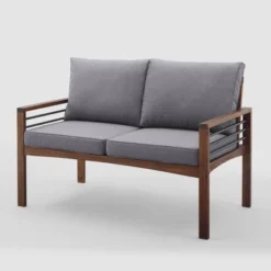 Saybrook Modern Metal And Wood Patio Loveseat - Gray/Dark Brown - Saracina Home 16 Saybrook Modern Metal And Wood Patio Loveseat - Gray/Dark Brown - Saracina Home -Outdoor Furniture Store GUEST 87e73a6f 2a88 4b08 836f e43bcdbd4760