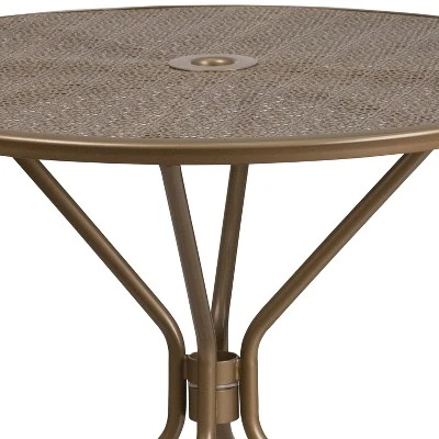 Flash Furniture Oia Commercial Grade 35.25" Round Indoor-Outdoor Steel Patio Table With Umbrella Hole 6 Flash Furniture Oia Commercial Grade 35.25" Round Indoor-Outdoor Steel Patio Table With Umbrella Hole - Image 4