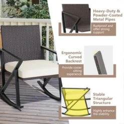 Costway 3PCS Patio Rattan Wicker Rocking Chairs Table Bistro Set Cushioned Rocker Garden -Outdoor Furniture Store GUEST 8b305c9f e48c 46de 8c66 c164e9e15405
