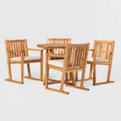 Saracina Home 5pc Modern Slatted Acacia Outdoor Dining Set With Round Table 13 Saracina Home 5pc Modern Slatted Acacia Outdoor Dining Set With Round Table -Outdoor Furniture Store GUEST 8dc53612 7be6 4a13 bb62 ccfb9aa09886