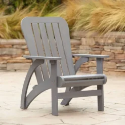 Teal Island Designs Dylan Gray Wash Wood Adirondack Chair