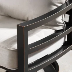 5pc Outdoor Dining Set With 48" Rectangle Fire Table & Deep Seating Swivel Rocking Chairs, Wind Blocker Lid & Covers - Oakland Living -Outdoor Furniture Store GUEST 945b0a06 5cf6 45c5 b2ab c87b9561c08c