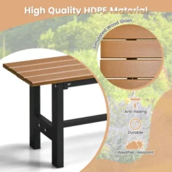 Costway 2PCS Outdoor HDPE Bench With Metal Frame 47'' X 14'' X 16'' For Yard Garden Brown/Black/Gray -Outdoor Furniture Store GUEST 9861c903 ee96 4353 97c4 f9bcc708608f