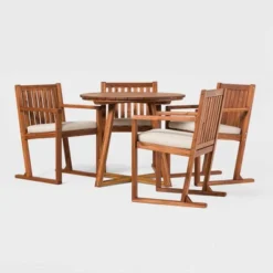 Saracina Home 5pc Modern Slatted Acacia Outdoor Dining Set With Round Table 12 Saracina Home 5pc Modern Slatted Acacia Outdoor Dining Set With Round Table -Outdoor Furniture Store GUEST 9d726d02 3bf0 4f04 9439 6de7c83b7e6c
