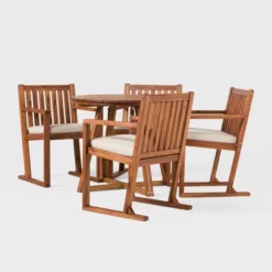 Saracina Home 5pc Modern Slatted Acacia Outdoor Dining Set With Round Table 10 Saracina Home 5pc Modern Slatted Acacia Outdoor Dining Set With Round Table -Outdoor Furniture Store GUEST 9ed234b4 a32f 4569 b4c3 c06ec5fe0cf4