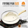 NutriChef 12” Fry Pan With Lid - Large Skillet Nonstick Frying Pan With Golden Titanium Coated Silicone Handle, Ceramic Coating
