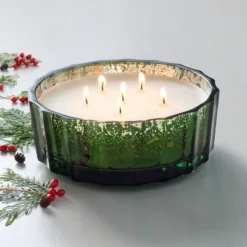 New Arrival 3 Mercury Glass Balsam & Berry Jar Christmas Candle Green 32oz - Hearth & Handâ„¢ With Magnolia