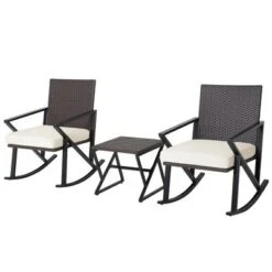 Costway 3PCS Patio Rattan Wicker Rocking Chairs Table Bistro Set Cushioned Rocker Garden -Outdoor Furniture Store GUEST aee67711 4d62 4716 8d23 a9a878fef61b