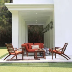 Westlake 3pc Wood Patio Chat Set With Cushion - Red Brick - Cambridge Casual -Outdoor Furniture Store GUEST b17f230f 1a76 48c2 b5ea da3f683a27b6