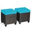 Costway 2PCS Patio Rattan Ottoman Cushioned Seat W/ Foot Rest Turquoise -Outdoor Furniture Store GUEST b3798810 5853 4d70 ae82 4f0ca2c2a087