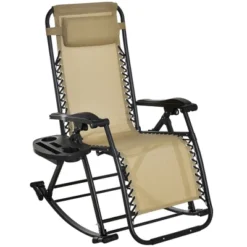Outsunny Zero Gravity Reclining Rocking Chair, Lounge Rocker, Folding, Pillow, Side Tray, Cup And Phone Holder -Outdoor Furniture Store GUEST b4cb73f6 42d2 4eda 907f ae4818567445