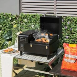 Costway Electric Wood Pellet Grill And Smoker Tabletop W/ Temperature Probe