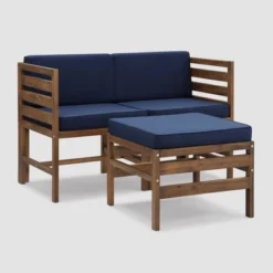 New Arrival 9 3pc Modular Acacia Wood Patio Chat Set With Cushions - Saracina Home