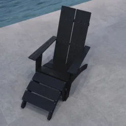 Merrick Lane Adirondack Modern Slatted Back Patio Chair With Accompanying Foot Ottoman -Outdoor Furniture Store GUEST cf411173 378d 42d7 991d 7e160cd27398