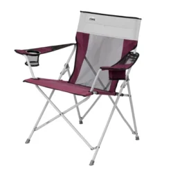 CORE Portable Heavy-Duty Folding Chair With Cooling Mesh Back And Carrying Storage Bag For Outdoor Sporting Events Or Camping Trips, Wine (3 Pack)