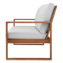 Grafton Eucalyptus 3 Seat Outdoor Bench With Cushions - Gray/Natural - Alaterre Furniture -Outdoor Furniture Store GUEST e8a040d1 03e7 4438 9beb 3f2298e82951