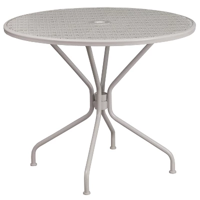 Flash Furniture Oia Commercial Grade 35.25" Round Indoor-Outdoor Steel Patio Table With Umbrella Hole 12 Flash Furniture Oia Commercial Grade 35.25" Round Indoor-Outdoor Steel Patio Table With Umbrella Hole - Image 10