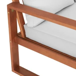 Grafton Eucalyptus 3 Seat Outdoor Bench With Cushions - Gray/Natural - Alaterre Furniture -Outdoor Furniture Store GUEST ebb83607 9e18 4484 81a1 22cc2ae43802