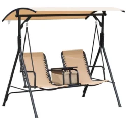 Outsunny 2 Person Covered Porch Swing With Pivot Storage Table, Cup Holder, & Adjustable Overhead Canopy -Outdoor Furniture Store GUEST ef82f81c d5b8 46e9 bd3a 8e668522aea5