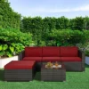 5pc Rattan Wicker Outdoor Conversation Set - Gray/Red - GODEER -Outdoor Furniture Store GUEST f4b5f562 b802 4976 a11b 2e33fe66bf4b