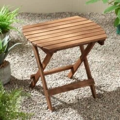 Teal Island Designs Monterey 20" Wide Natural Wood Outdoor Side Table For Garden Yard Patio Deck Balcony Shed Front Porch