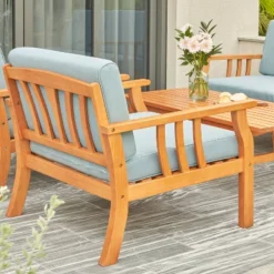 Kapalua 4pc Honey Nautical Eucalyptus Wooden Patio Sofa Set - Vifah -Outdoor Furniture Store GUEST f8f38fc7 3dd0 4595 95d6 7439620506ad